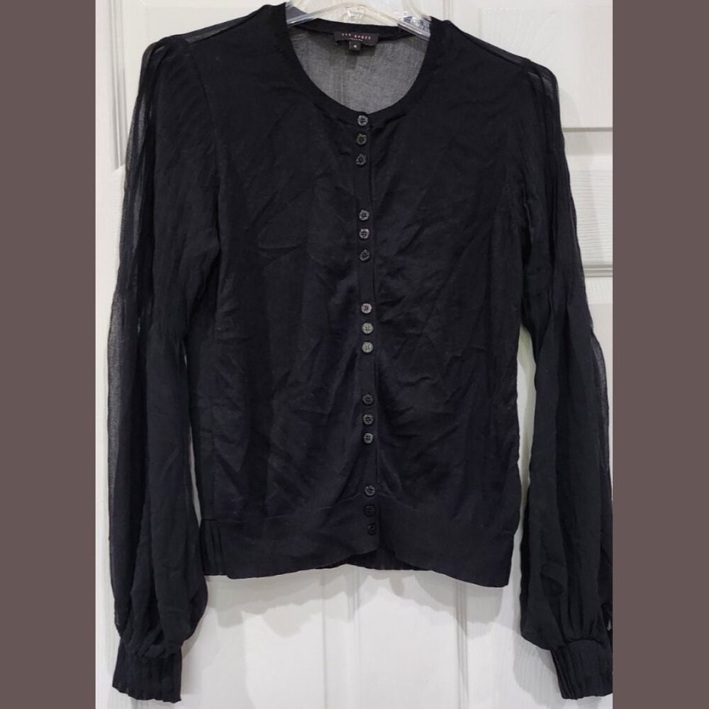 TED BAKER LONDON WOVEN PINTUCK SLEEVE CARDI Size: 3 TB / 8 US